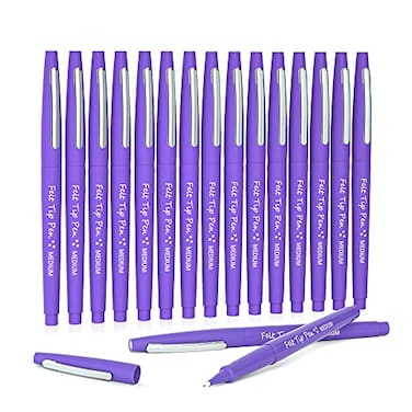 Lelix Felt Tip Pens 15 Purple Pack 07mm Medium Point Felt Tip Markers Pens for Journaling Writing Note Taking Planner Perfect for School Office and Art Supplies