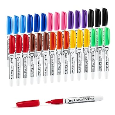 Volcanics Dry Erase Markers Low Odor Fine Whiteboard Markers Thin Box of 30 10 Colors