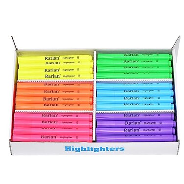Rarlan Highlighters Chisel Tip Assorted Fluorescent 72 Count Bulk Pack