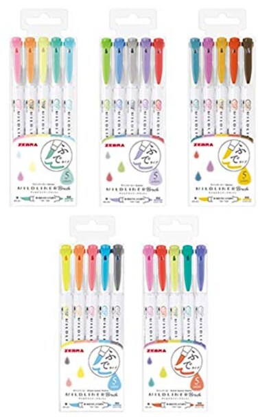 Mildliner Zebra highlighter Brush pen 25 Pastel Color set with Original Pen Case