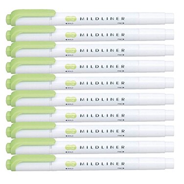 Mildliner ZEBRA MILDLINER Highlighter pen markers Mild Green WKT7MG x10