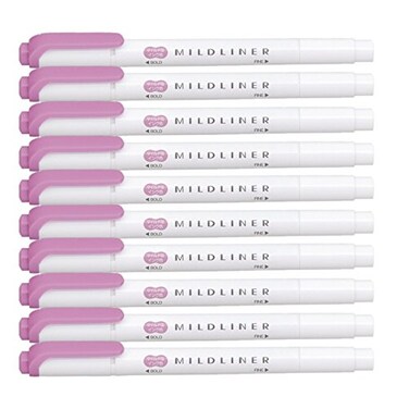 ZEBRA MILDLINER Highlighter pen markers Mild Magenta WKT7MMZ x10