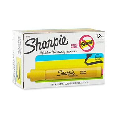 Sharpie Tank Style Highlighters Chisel Tip Yellow 12 Count