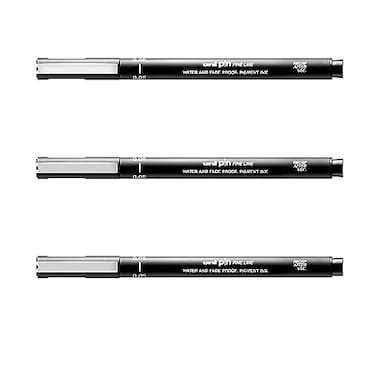 Uni-Ball UNIBall PIN Drawing Pen FINELINER Ultra FINE LINE Marker 005mm Black Ink Pack of 3