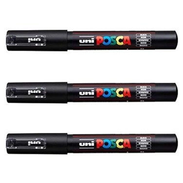 posca UNIBall POSCA Marker Pen PC1M Black Pack of 3 PENS