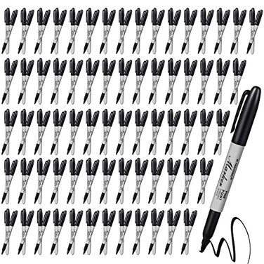 Epakh 200 Pack Permanent Markers Bulk Permanent Marker Set Fine Point Marker Pens Waterproof Markers Smear Proof Pens Works on Plastic Wood Stone Metal and Glass Black