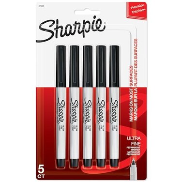 Sharpie Permanent Markers Ultra Fine Point Black 5 Count Home School Office Supplies