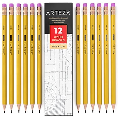 ARTEZA HB Pencils 2 Pack of 12 WoodCased Graphite Pencils in Bulk PreSharpened Office and School Supplies for Exams Classrooms Students