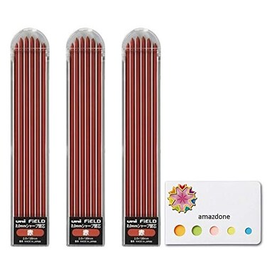 amazdone Uni Mechanical Pencil Field 20mm replacement core redU203101P15 6 leads x 3set Total 18 leads and Sticky Notes