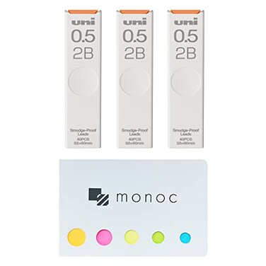 monoc Uni Pencil LeadThe Uni SmudgeProof Leads 05mm 2B 3 Pack Sticky NoteJapan Import