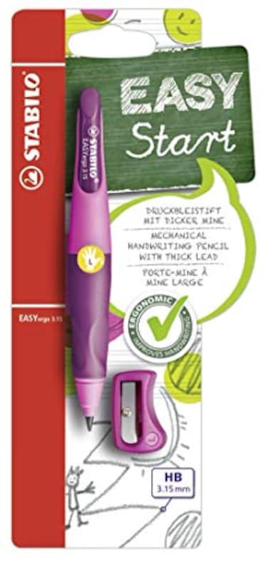 STABILO EASYergo 315 Ergonomic Mechanical Pencil LeftHanded Pack of 1 PinkLilac with Sharpener