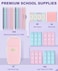 GUGUKUKU Aesthetic School Supplies with Cute Pencil Case 12x Pastel Mechanical Pencils 05 07mm with 720x HB Leads 4x Erasers and 1x Sticky Note Suitable for Writing Drafting Drawing Sketchingpink