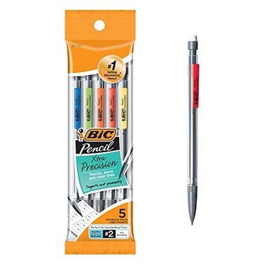 BIC XtraPrecision Mechanical Pencils with Erasers Fine Point 05mm 5Count Pack Mechanical Drafting Pencil Set