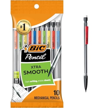 BIC XtraSmooth Mechanical Pencils with Erasers Medium Point 07mm 10Count Pack Bulk Mechanical Pencils for School or Office Supplies