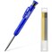 Hiboom Solid Carpenter Pencil Set for Construction with 7 Refills Builtin Sharpener Long Nosed Deep Hole Mechanical Pencil Marker for Carpenter Scriber Woodworking Architect Design Patent Blue