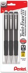 Pentel Mechanical Pencil 05 mm Twist Erase III Twist Up Eraser PreLoaded Super HiPolymer HB Lead Black Barrel 3Pack