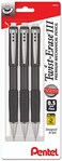 Pentel Mechanical Pencil 05 mm Twist Erase III Twist Up Eraser PreLoaded Super HiPolymer HB Lead Black Barrel 3Pack
