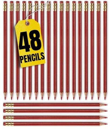 1InTheOffice Red Grading Pencils 2 Lead Red Pre Sharpened Checking Pencils 48 Pack