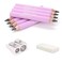 AUTEMOJO 35inch short triangular fat pencil 5mm fat refill mini wooden pencil suitable for small hand writing and painting for preschool children and kindergarten 8 light pink