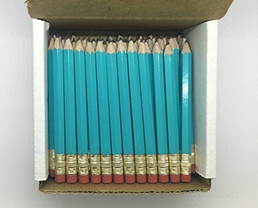 Express Pencils Half Pencils with Eraser Golf Pew Short Mini Non Toxic Hexagon Sharpened 2 Pencil Color Light Turquoise Box of 72 half gross Golf Pocket Pencils