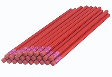 EZPENCILS & ezpencils Red Barrel Hexagon Pencils with Red Eraser and Red Ferrule 36 pkg NonSmudge Eraser 2 HB Lead Unsharpened