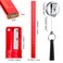 Honoson 24 Pieces Carpenter Pencils 7 Inches Octagonal Hard Black Construction Flat Pencils with Retractable Pen Holder and Sharpener for Woodworking MarkingRed Cover Black Refill