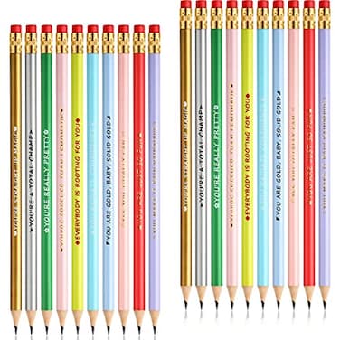 Spakon 20 Pcs Inspirational Pencil Bulk 2 Compliment Pencils with Motivational Saying Cute Fun Back to School Gift for Kids Student TeacherBright ColorCompliment Style
