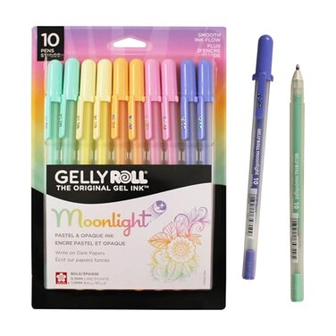 SAKURA Gelly Roll Moonlight 10 Pastel Opaque Gel Pens Bold Point Ink Pen for Journaling Art Calligraphy or Drawing Assorted Pastel Ink Bold Line 10 Pack