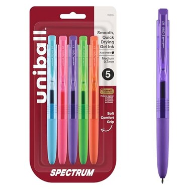 Uni-Ball uniball Spectrum Retractable Gel Pens Medium Point 07mm Assorted Ink 5 Pack