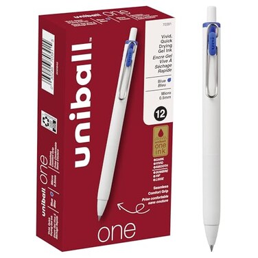 Uni-Ball uniball one Retractable Gel Pens Micro Point 05mm Blue Ink 12 Pack