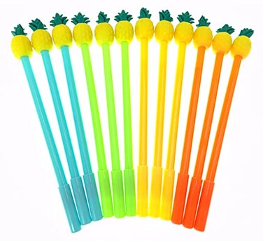 ALIMITOPIA 12pcs Gel Pen Black Ink Roller Marker PenDoublecolor Pineapple Styling