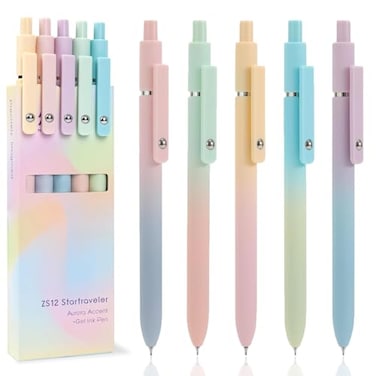 ACEES Gel Pens 5Pcs 07mm Fine Point Black Ink Pens With Smooth WritingOffice Desk AccessoriesQuick Dry Pens For JournalingBallpoint Writing Supplies Gift for Women Men Gradient