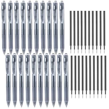 Aozora Black Gel Pens Fine Point Smooth Writing Pen 40 Pack Retractable Black Gel Ink Pen with Soft Grip 05mm Quick Dry Office School Supplies20 Pens with 20 Refills