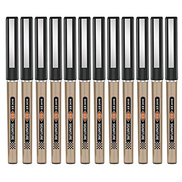 BaoKe Roller Ball Pens Liquid Gel Needlepoint Pens 05mm Writing Signature for Office Pack of 12Pcs BK111 black