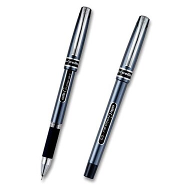 Cello Premium Medium Point Pens with Comfort Grip Control Genius Blue Ink Gel 2 Pack