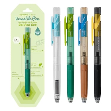 EpenGo cute Pastel Ballpoint Pens Fine Point Smooth Writing Pens 05mm Black Gel Ink pen QuickDry Retractable with Silicone Grip 4 Pcs Morandi Colors for Office School Supplies Journaling Men