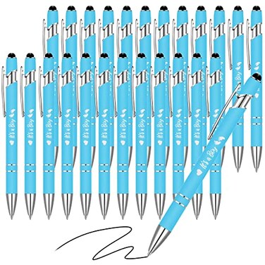 Geyee 24 Pcs Shower Pens Ballpoint Pens with Stylus Tip Black Ink Retractable Gel Ink Pen for Shower Favors DecorsBlueBoy