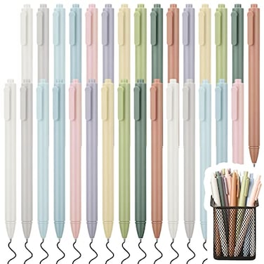 Kisston 30 Pcs Bible Aesthetic Quick Dry Ink Pens Retractable Ballpoint Fine Point Pens Smooth Writing Black Ink 05 mm Gel for School Office Home 10 ColorsMorandi Colors