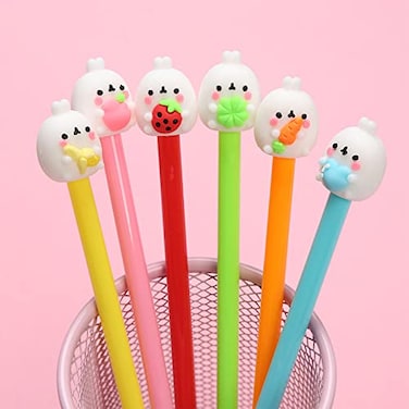 KRIZJUES 12 Pcs Kawaii Cute Gel Ink Pens Black Refill 05mm Suitable for Writing Gifts for Children and Teachers