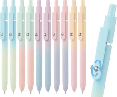 LINFANC Gel Pens 10 pcs Medium Point 07mm Gradient Color Black Ink Retractable Design Aesthetic Pens for Journaling School Supplies Office Supplies