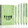 LSLSHY Cute Gel Pens 5Pcs Retractable Quick Dry Ink Pens 05mm Fine Point Black Ink Kawaii Smooth Writing Pens for School Office Supplies Aesthetic pretty pens Green tea