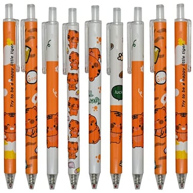 Maydahui 12 PCS Little Tiger Gel Pen Cute Cartoon Animal Pens Retractable Priting Pen Black Ink for Boys Office School Party