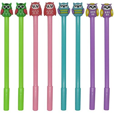 Maydahui 12 PCS Owl Shaped Rollerball Pens Cute Kawaii Animal Pen Novelty Bird Writing Pen Black Gel Ink Desk Decor Accessories for School Office