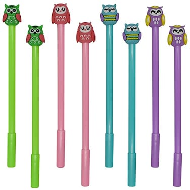 Maydahui 28 PCS Owl Shaped Rollerball Pens Cute Kawaii Animal Pen Novelty Bird Writing Pen Black Gel Ink Desk Decor Accessories for School Office