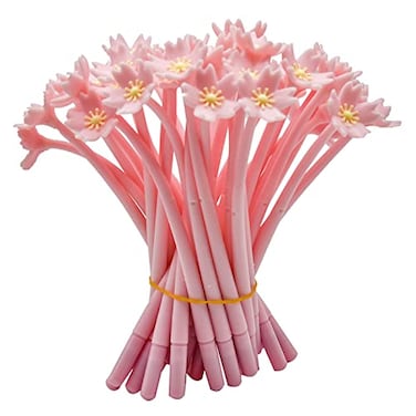 Maydahui 35 PCS Cherry Blossom Gel Pen Romantic Flower Pen Soft Silicone Black Ink for Girls Party School Students