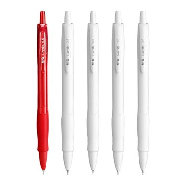 M&amp;G MG Gel Pens 5 Pack Retractable Gel Ink Pens Fine Point 05mm Quick Dry Gel Ink Rollerball Pens with Premium Ink Comfort Grip for Journaling Smooth Writing Office School Home4 Black 1 Red