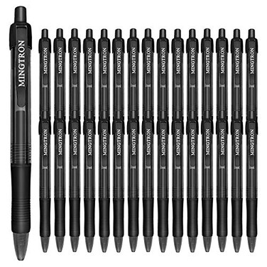 mingtron Mingtron 30 Pack Black Fine Point Gel Pens No Smudge Retractable 05MM Black Ink