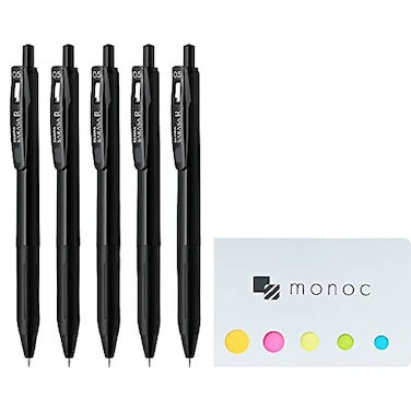 monoc Zebra Sarasa R 05mm Retractable Gel Ink Pen Black Ink 5 set JJ29R1BK1 Sticky NoteJapan Import