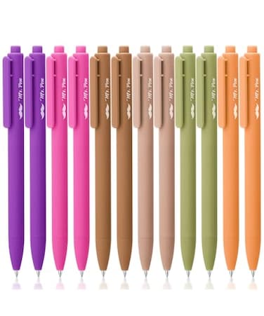 Mr. Pen Mr Pen Retractable Gel Pens 12 Pack Black Ink Late Harvest Color Barrel Fine Point 05mm Fast Dry Smooth Writing Cute Pens for Drawing Writing Planner and School Supplies