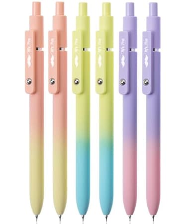 Mr. Pen Mr Pen Retractable Gel Pens 6 Pack Gradient Color Barrels Black Gel Pens Fast Dry Fine Point 05mm Retractable Cute Pens Gel Ink Pens Aesthetic Pens for Journaling
